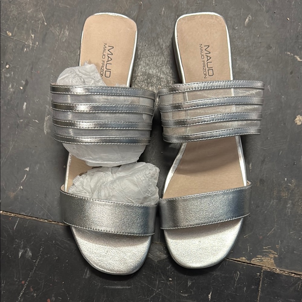 MAUD FRIZON Silver Sandals Slip-On 39